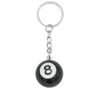 Llavero con colgante de billar con 8 bolas, color negro, para niños, niñas, hombres y mujeres, Negro