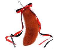Llavero con colgante de cola de animal con cinta, soporte de cola de felpa, llavero para decoración, bolso, bolso, accesorio de animales, e, Talla única