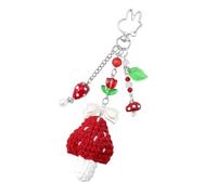 Llavero con colgante de estrella y tulipanes de fresa y setas, inspirado en la granja, aleación de zinc, joyería artística, diseño de hongos, fresas, flores, estrella, a, Talla única