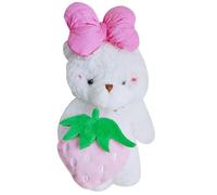 Llavero con colgante de oso de fresa para niñas, llavero de animales de peluche, cordón para teléfono, accesorio de mochila hecho a mano, llavero con colgante de oso de dibujos animados para bolsas y
