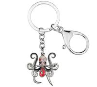 Llavero con colgante de pulpo esmaltado único para mujeres y niñas, Negro, M