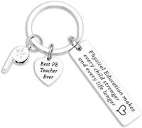 Llavero con colgante de silbato para profesores de educación física, joyería de jubilación para profesores de educación física, plateado, adjustable