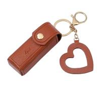 Llavero con cubierta para lápiz labial, bolsa de cadena para bálsamo labial, llavero, bolsa de accesorios, joyería, mochila, llavero, café, Talla única