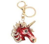 Llavero Con Diamantes De Imitación, 6 Uds., Diseño De Cabezas De Bestias Míticas, Llaveros Para Mujer, Accesorios De Llavero, Llavero Bonito Para Niñas, Mujeres Y Hombres(Rojo)