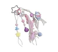 Llavero con dije de estrella de color macaron con detalles de cuentas y borlas para bolsos, mochilas, accesorios de moda, llavero de moda