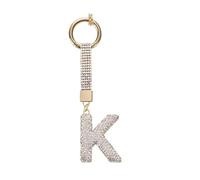 Llavero con dije de inicial brillante, colgante de aleación de alta calidad, decoración de bolsa, llaveros colgantes para adultos, diseñadores, juego de llaveros con letras, K, Talla única