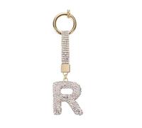 Llavero con dije de inicial brillante, colgante de aleación de alta calidad, decoración de bolsa, llaveros colgantes para adultos, diseñadores, juego de llaveros con letras, R, Talla única