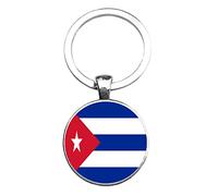 Llavero con diseño de bandera de Cuba/Guyana para hombre, con foto artística, llavero de coche, joyería, colgante de cabujón de cristal, llavero para bolso de mano, marrón, 25