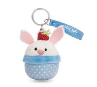 Llavero con diseño de conejo y cupcake, 100% dulce, 7 cm, color blanco, colgante de peluche versátil, con mensaje en elegante cinta de satén, para ti o tus personas favoritas | 62862