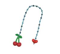 Llavero con diseño de corazón de frutas juguetón con cuentas acrílicas, cadena de cuentas acrílicas, decoración para bolsos, llaves, regalos, decoración elegante, azul celeste, Talla única