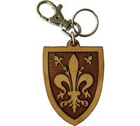Llavero con diseño de lirio de Florencia grabado en cuero auténtico, tamponado y acabado a mano - Llavero coche idea regalo - Fabricado en Italia