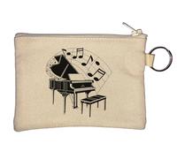 Llavero con diseño de piano y notas musicales, color beige, beige, Talla única