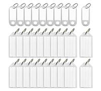 Llavero con etiqueta de escritura a mano de 30 piezas, placa de número de marcador transparente, tablero de clasificación de artículos, para marcar mascotas, equipaje, llaves