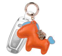 Llavero con forma de caballo - Colgante de dibujos animados de piel sintética | Llavero de caballo de cuero | Lindo llavero | Accesorio para bolso de moda coche, Color naranja, Fare riferimento alla