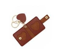 Llavero con forma de corazón, mini cartera de cuero con ranuras dobles para fotos, 5,4 x 10,8 cm, marrón claro, Fotografía en forma de corazón