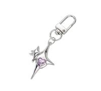 Llavero con forma de corazón y estrella de amor con colgante de bolso de diamantes de imitación de colores, llavero de Metal único para bolsos y estuches para auriculares, llavero para hombres