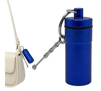 Llavero con forma de píldora, con cuchara de metal pequeña, organizador de píldoras, para aceite de pescado, joyas, complementos alimenticios, mujeres,