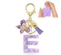 Llavero con Letra Inicial - Llavero Personalizado con Borla y Mariposa, Llavero Original para Mujer, Accesorios Mujer Elegantes, Llavero con Nombre Ideal como Regalo Amiga o Detalle Especial(E)