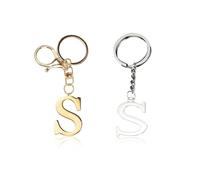 Llavero Con Letra S De 2 Piezas, Llavero Para Mujer, Llavero Con Letra Personalizado, Llavero De Acero Inoxidable, Utilizado Para Bolsos, Llaves, Colgante De Bricolaje