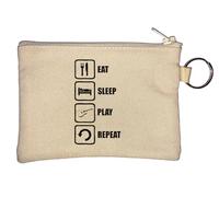 Llavero con logotipo de guitarra Eat Sleep Play Repeat, color beige, beige, Talla única