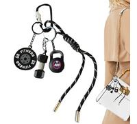 Llavero con mancuernas, colgante colgante, decoración para hombres, mujeres, niños y niñas, bolso, teléfono móvil, gimnasio, amantes del fitness, Negro, Refer to description