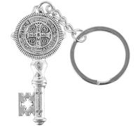 Llavero Con Medalla De San Benito Llavero Con Colgante En Forma De Llave Con Medalla De San Benito Llavero De Fe Religiosa Para Comunión Pascua Mujeres Hombres Recuerdo De