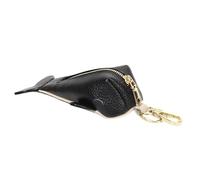 Llavero con monedero de ballena, pequeño monedero, bolsos de cuero con cremalleras, llavero para mujer, piel con llavero y cremallera para mujer, Negro , Mass Beauty