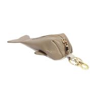 Llavero con monedero de ballena, pequeño monedero, bolsos de cuero con cremalleras, llavero para mujer, piel con llavero y cremallera para mujer, gris claro, Mass Beauty