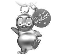 Llavero con pingüino de FABACH Breezy - amuleto la suerte, regalo para novia o novio, pareja, llavero cumpleaños, aniversario Grabado You're My Penguin, Plata (mate). (Plateado) - FB_BREEZY_SI