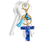 Llavero con pompón con letra inicial, llavero con letra de resina,Llavero de mariposa para niñas, colgante de resina epoxi - Adornos de mochila con pompones, decoración de bolsas adjuntas, T. , Se