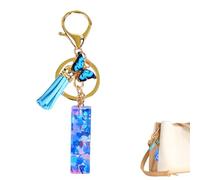 Llavero con pompón con letra inicial, llavero con letra de resina,Llavero de mariposa para niñas, colgante de resina epoxi - Adornos de mochila con pompones, decoración de bolsas adjuntas, Yo, Se