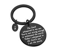 Llavero con punto y coma con texto en inglés "I Am The Storm", regalos inspiradores, regalos de joyería motivadora para amigos, Llavero de punto y coma negro, Large