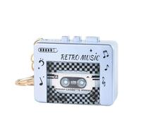 Llavero con reproductor de casetes - Mini colgante musical de 5,3 x 4,3 x 2 cm, llavero de cinta retro con 10 canciones | Llavero con disco musical para bolso de viaje | Simpáticos llaveros