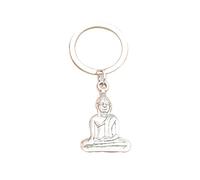 Llavero con signo budista de plata antigua, llavero con colgante de Buda, regalo de joyería para hombres, #2, L, Moderno