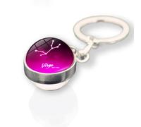 Llavero Con Signo Del Zodiaco De 12 Constelaciones De Virgo, Llavero Con Bola De Cristal De Cabujón De Doble Cara, Llavero Leo Virgo Libra Escorpio Sagitario, Regalo Para Un Amigo Cumpleaños