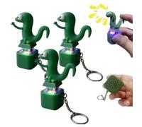 Llavero con Sonido de Lagarto, Llavero con botón de Lagarto, Juguete Recargable con luz de Colores para aliviar la ansiedad, antiestrés portátil (3 Piezas)