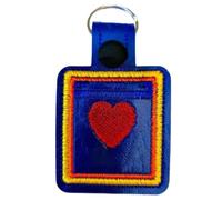 Llavero con soporte para cuartos, llavero de monedas de un cuarto de joyería, soporte para anillos, bolsa de viaje con patrón de corazón bordado, funda plana para entrenamiento, gimnasio, 1.97 x 2.16
