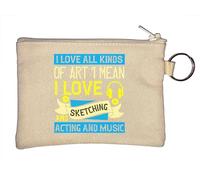 Llavero con texto en inglés "I Love All Kinds of Art. I Mean, I Love Sketching and Acting and Music - Monedero, color beige, beige, Talla única