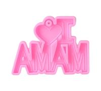 Llavero con texto en inglés "I Love Mom Dad", molde de resina epoxi, molde de Acción de Gracias, Día de la Madre, colgante hecho a mano de silicona para hacer joyas, herramientas de fundición, moldes