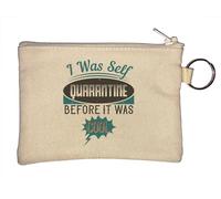 Llavero con texto en inglés "I was self-Quarantine Before it was cool", color beige, beige, Talla única