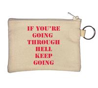 Llavero con texto en inglés "If You are Going Through Hell Keep Going", color beige, beige, Talla única
