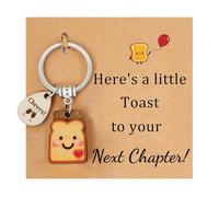 Llavero con tostada, toast llavero mujer como regalo de despedida compañero de trabajo, detalles compañeros de trabajo con mensaje de nuevo comienzo, detalles originales, regalo despedida elegante
