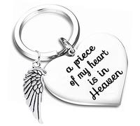Llavero conmemorativo "A piece of my heart is in heaven", colgante de pérdida de un ser querido en memoria de la abuela, abuelo, papá, mamá, niño, niño, regalo, plata, M