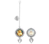 Llavero conmemorativo católico - Colgante del Recuerdo del Papa Francisco con alas de ángel Doradas, imágenes de cúpula de Vidrio y Etiqueta de corazón grabada