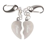 Llavero corazón Separable Personalizado - Dúo de llaveros Grabados con Texto - 2 mitades metálicas con Nombre - Regalo Personalizado para Pareja y Amor