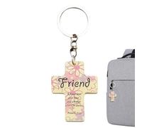 Llavero cristiano de 2.2 pulgadas, llavero de madera con versículo bíblico para inspiración, diseño ligero y resistente con símbolo religioso, pequeño accesorio de regalo para cartera, bolso, coche