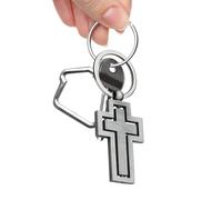Llavero cruzado para mujer, llavero cruzado giratorio de 360 grados para hombre, llavero religioso de fe con credo, llaveros de Jesús, regalo de cristiano