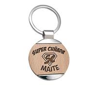 Llavero Cuñada Nombre personalizado Grabado sobre Madera - Llavero Personalizable Original Super cuñadas Supercuñada Familia Regalo