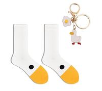 Llavero De 1 Pieza Y 1 Par De Calcetines, Forma De Pato Linda Y Linda, Decoración Creativa De Mochila, Cole Antipérdida De Llaves, Regalo De Cumpleaños para Amigos.