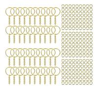 LLavero de 100 uds, llavero plano redondo dorado con cadena, llaveros circulares de aleación duradera, llavero de Metal con anillo dividido, accesorios para llavero DIY